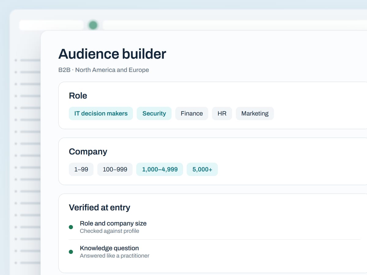 B2B audience builder with role and company size filters